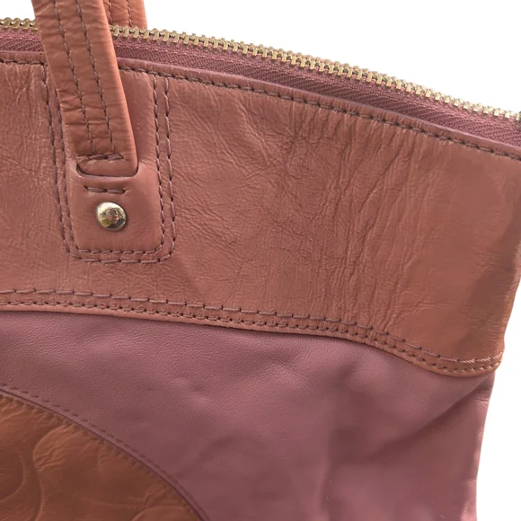 Rare Vintage Coach Mauve and Brown Signature Tote Purse Or Small Laptop Bag - Picture 5 of 17